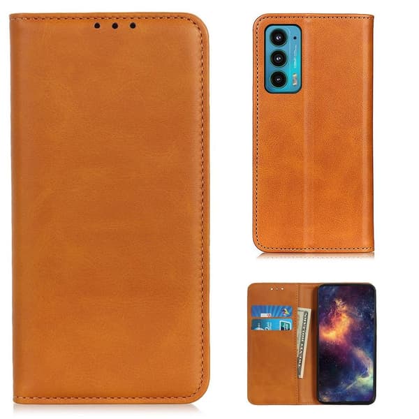 Äkta läder Motorola Edge (2021) fodral - Brun Brun