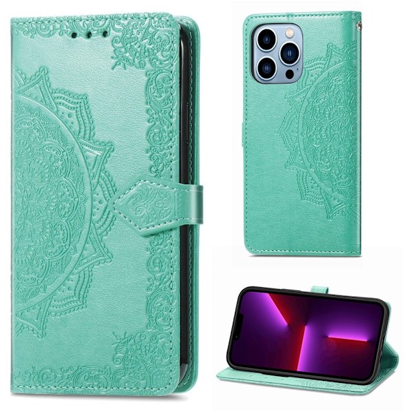 Mandala iPhone 13 Pro Max Flippetui - Grønn Green