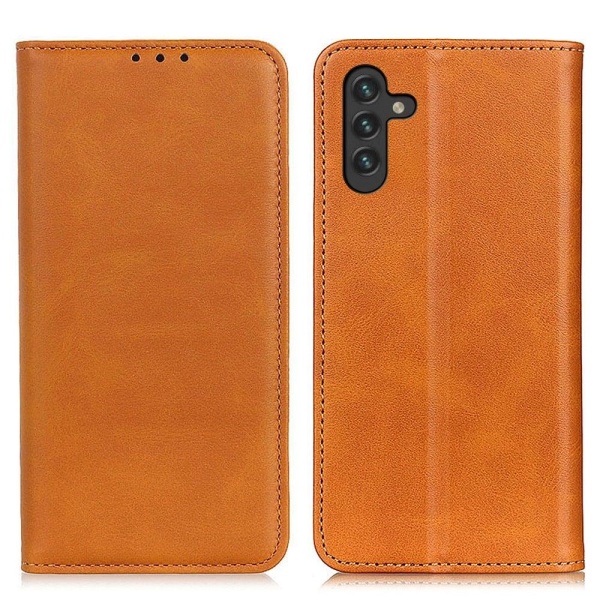 Wallet-style Genuine Leather Flipcase For Samsung Galaxy A13 5G - Ruskea Brown