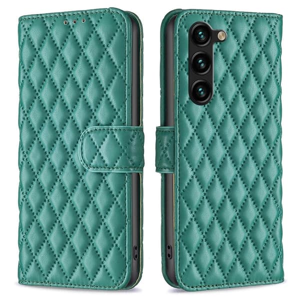 Rombemønster, matt flip-deksel for Samsung Galaxy S23 Plus - Grønn Green