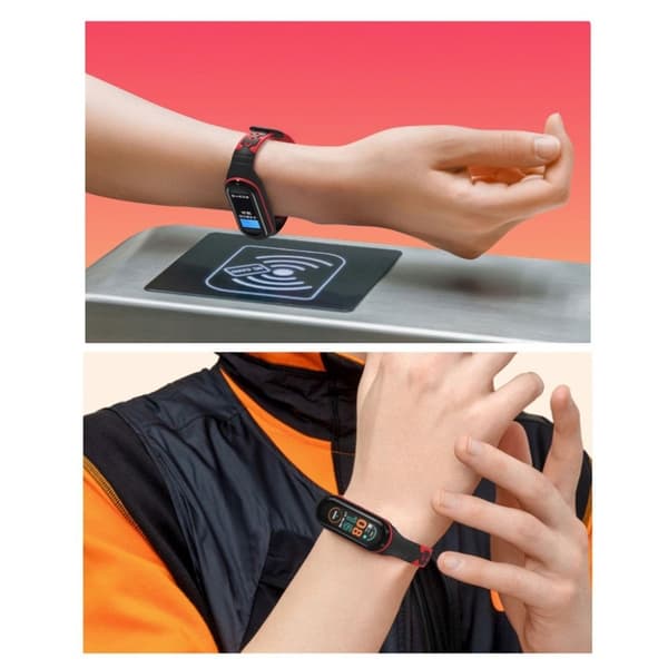 Xiaomi Mi Smart Band 6 tofarget klokkerem i silikon - Hvit / Rød Multicolor