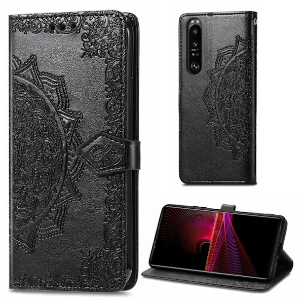 Mandala läder Sony Xperia 1 III fodral - Svart Svart