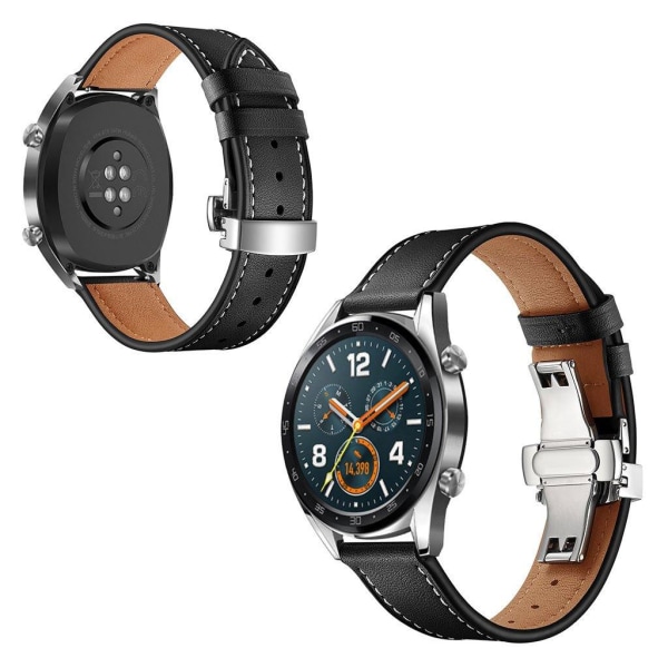 Huawei Watch GT / 2 / Watch Magic genuine leather watch band - B Svart