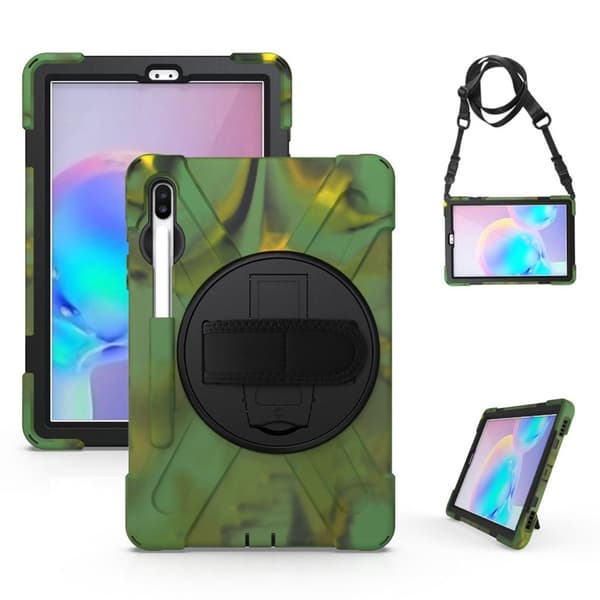 Samsung Galaxy Tab S6 X-Shape kestävä kotelo - Naamiointi Green