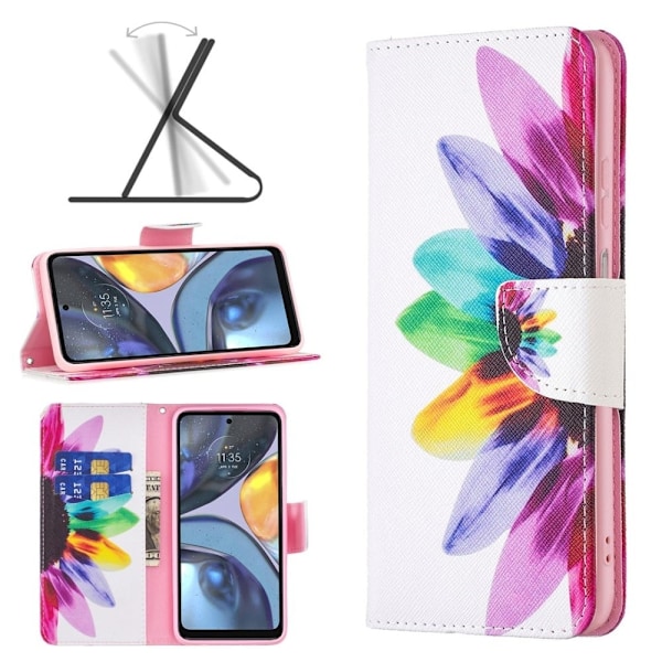 Wonderland Motorola Moto G22 flip etui - Solsikke Multicolor