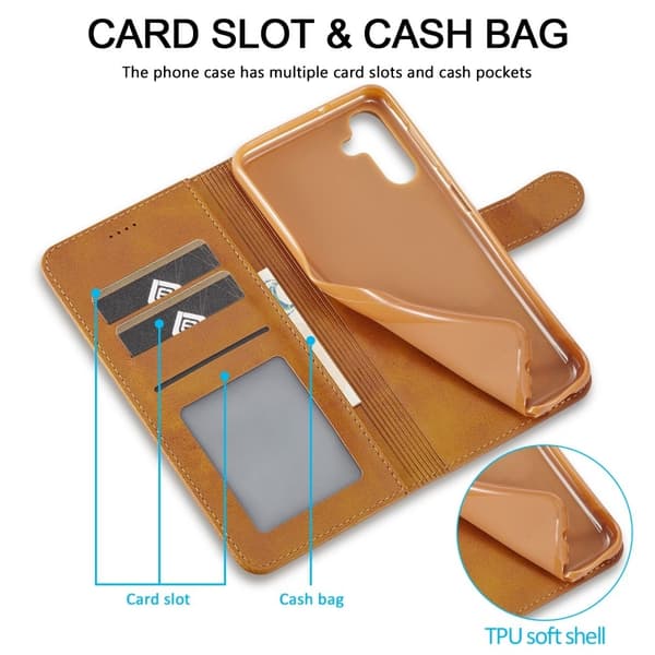 LC.IMEEKE Samsung Galaxy A24 4G Flip Etui - Lysebrun Brown