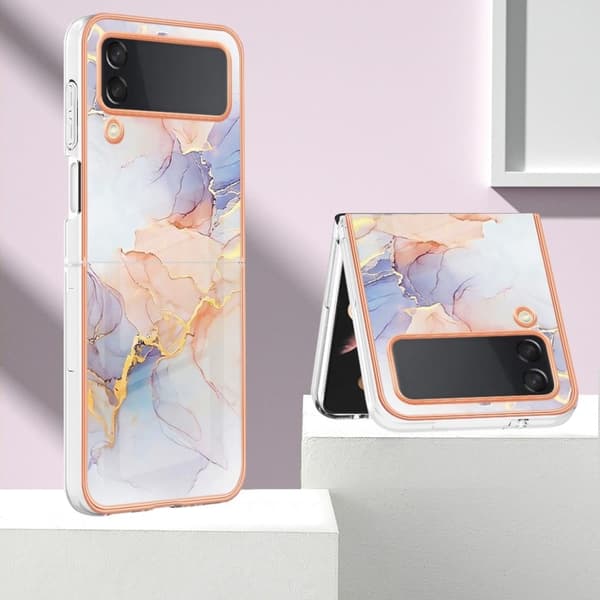 Marble Samsung Galaxy Z Flip4 Suojakotelo - Milky Way Marble White Multicolor