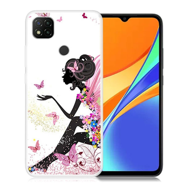 Deco Xiaomi Redmi 9C Etui - Jente / Blomst Multicolor