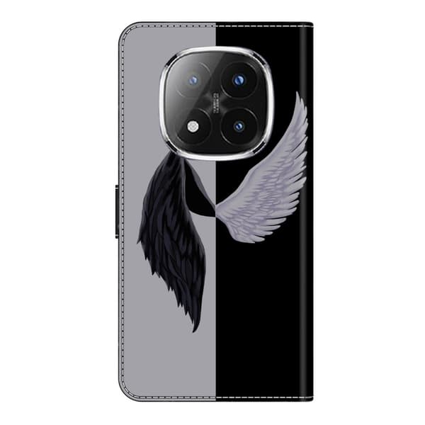 Xiaomi Redmi Note 14 Pro+ 5G Etui med magnetisk lås 3D-mønster Læderpung Telefoncover - Sort / Sort White