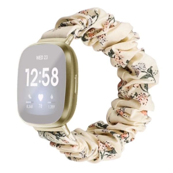 Fitbit Versa / Versa Lite elastiskt klockarmband i snyggt tyg - Honeysuckle Beige