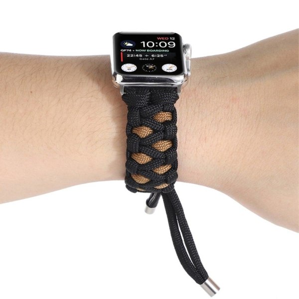 Apple Watch (45mm) unique nylon watch strap - Black / Brown Black