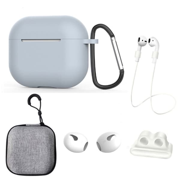 AirPods 3 silikonisuojus säilytyslaatikolla - Vaalean Harmaa Silver grey