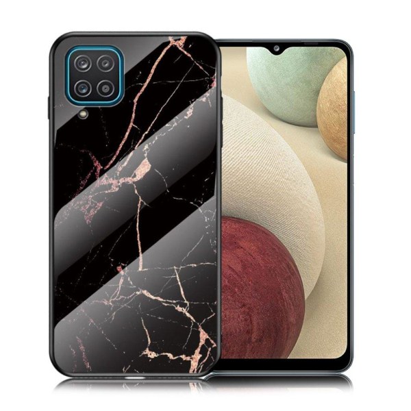Fantasy Marble Samsung Galaxy A12 5G cover - guld sort marmor Black