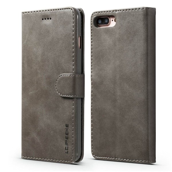 LC.Imeeke läder iPhone 8 Plus / iPhone 7 Plus fodral - Silver/Grå Silvergrå