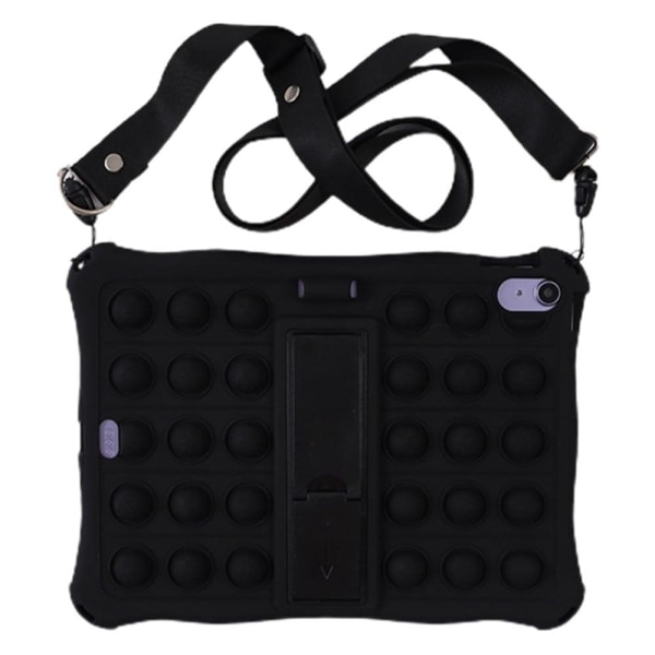 iPad 10.9 (2022) fidget bubble silikonisuojus jalustalla - Musta Black