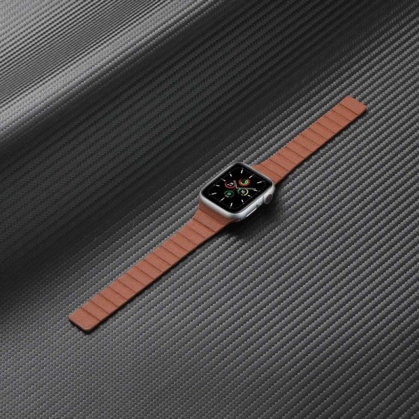 Apple Watch Series 8 (41mm) dubbelfärgat klockarmband i äkta läder - Grå Silvergrå