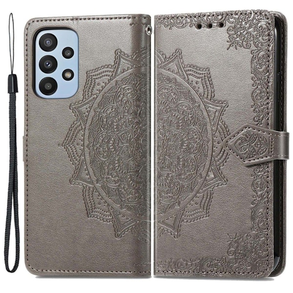 Mandala Samsung Galaxy A23 etui i lær - Grå Silver grey