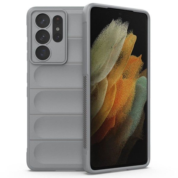 Mjukt greppformat Samsung Galaxy S21 Ultra 5G skal - Silver/Grå Silvergrå
