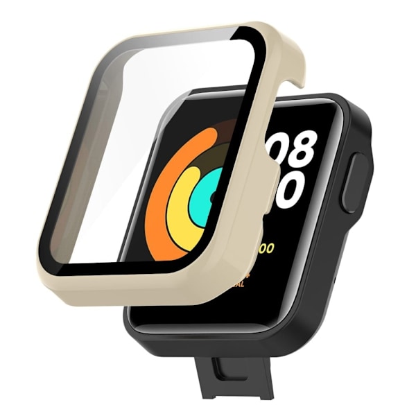 Xiaomi Mi Watch Lite / Redmi Watch simple cover with tempered glass screen protector - Ivory White Vit