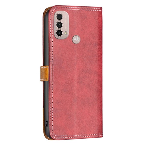 BINFEN tvåfärgat läder Motorola Moto E30 / Motorola Moto E40 fodral - Röd Röd
