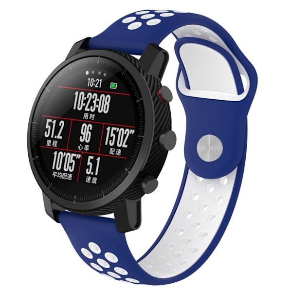Fossil Q MARSHAL Gen2 / Huami Amazfit Watch 2/1 klockarmband silikon värmeavledande dubbelfärgad urholkad design - Blå och vit multifärg