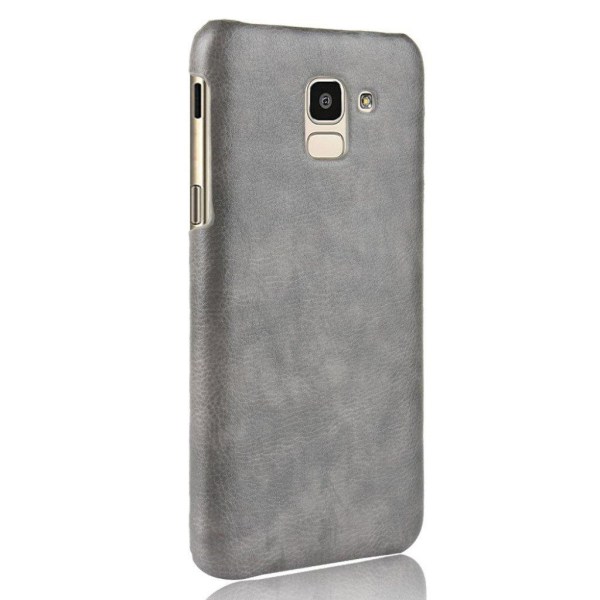 Samsung Galaxy J6 (2018) Liitsihedelmän Jyväinen Synteetti Nahka Silver grey