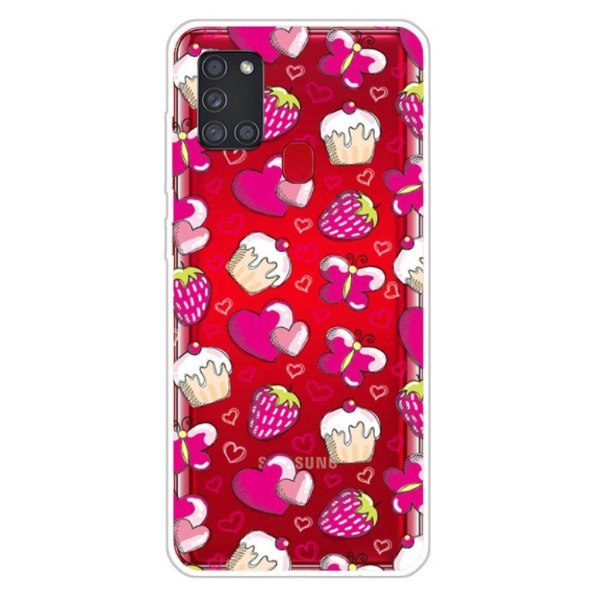 Deco Samsung Galaxy A21s kotelot - Kakku Ja Mansikka Pink