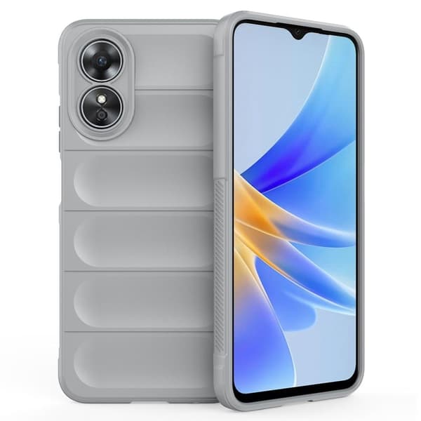 Mjukt greppformat Oppo A17 skal - Ljusgrå Silvergrå