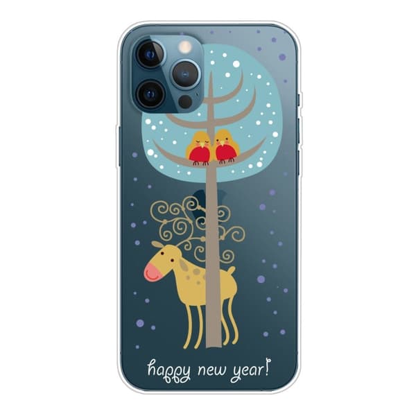 iPhone 16 Pro Max-etui Julemønsterudskrivning Blødt fleksibelt telefon cover - Rådyr Under Træ Blue