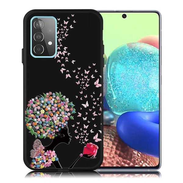 Butterfly Samsung Galaxy A72 5G nahkakotelo - Kukallinen Tyttö Ja Perhonen Multicolor