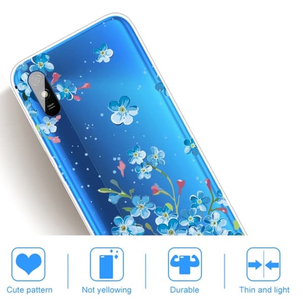 Deco Xiaomi Redmi 9A Suojakotelo - Sininen Flower Blue