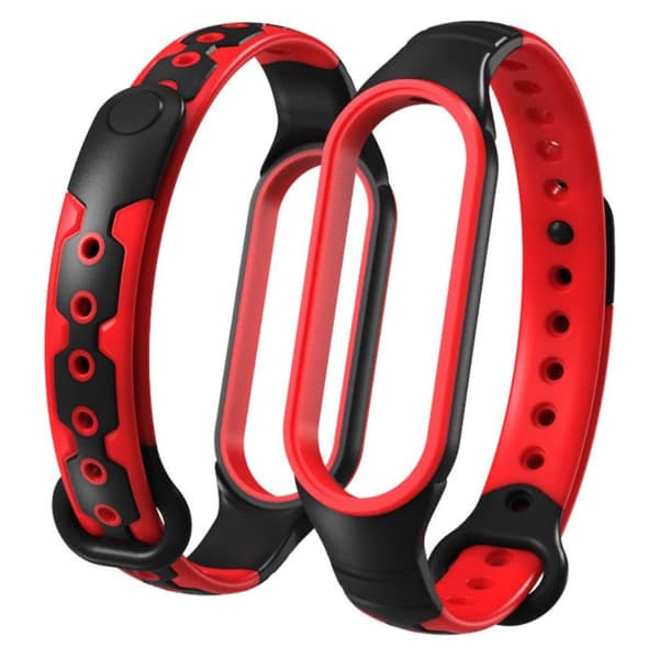 Xiaomi Mi Smart Band 6 bi-color silicone watch strap - Black / Red multifärg