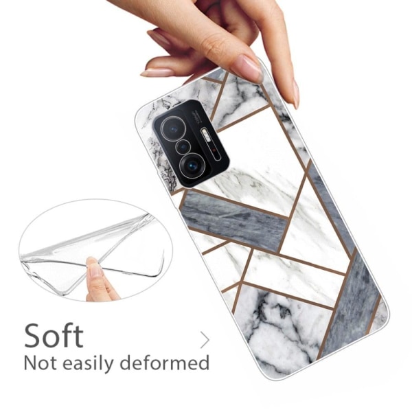 Marble Xiaomi 11T / 11T Pro Etui - Grå / Hvid Marmor Tile Silver grey