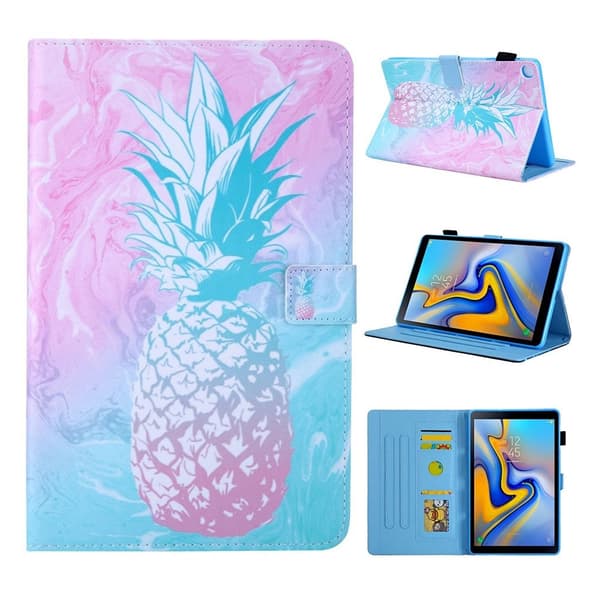 Samsung Galaxy Tab A 10.1 (2019) mönstrat läderfodral med flera vinklar - Ananas multifärg