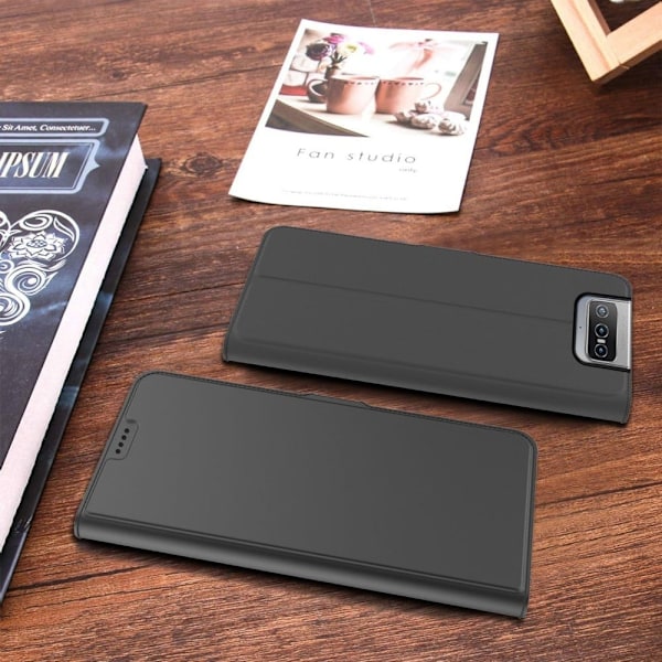 Sileä ja ohut premium-PU-nahkakotelo Asus Zenfone 8 Flip - Musta Black