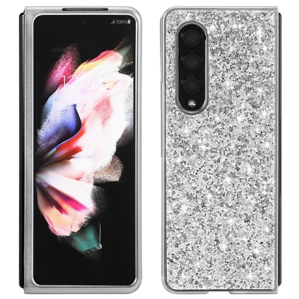 Glitter Samsung Galaxy Z Fold3 5G Suojakotelo - Hopea Silver grey