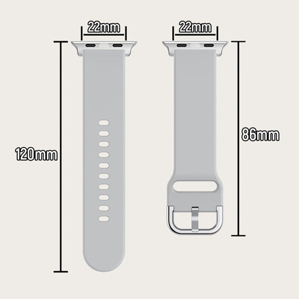 Apple Watch (45 mm) enkel silikone-urrem - Grå Silver grey