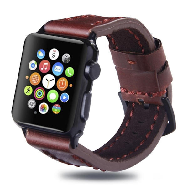 Apple Watch serie 4 40 mm kernelæderurrem - vinrød Red
