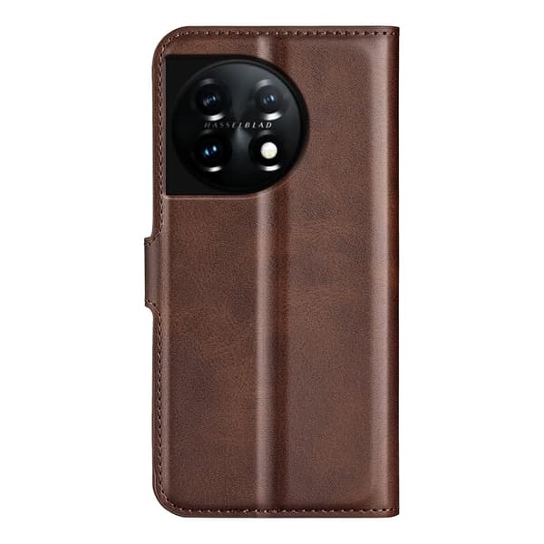 Plånboksfodral i Läder till OnePlus 11 - Mörkbrun Brun