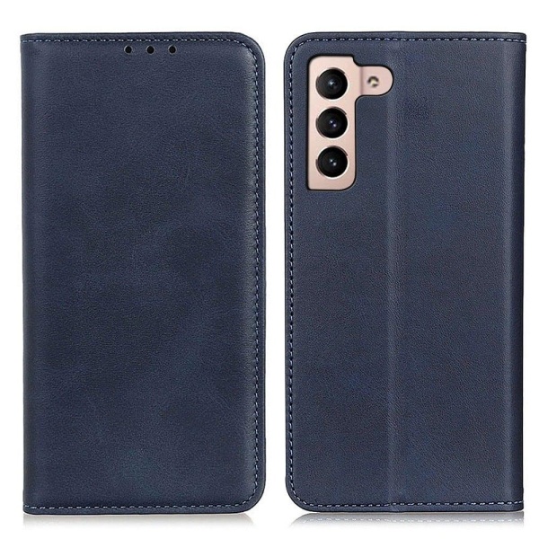 Lompakko-style Aitoa Nahkaa Läppäkotelo For Samsung Galaxy S23 - Sininen Blue