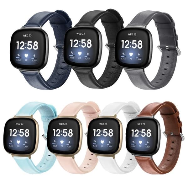 Fitbit Versa 3 aito nahkakellon ranneke - Valkoinen White