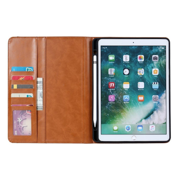 iPad 10.2 (2020) holdbar læder flip etui - vinrød Red