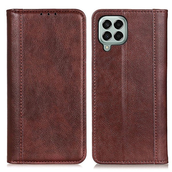 Samsung Galaxy M33 5G ægte læderetui med magnetisk lukning - Brun Brown