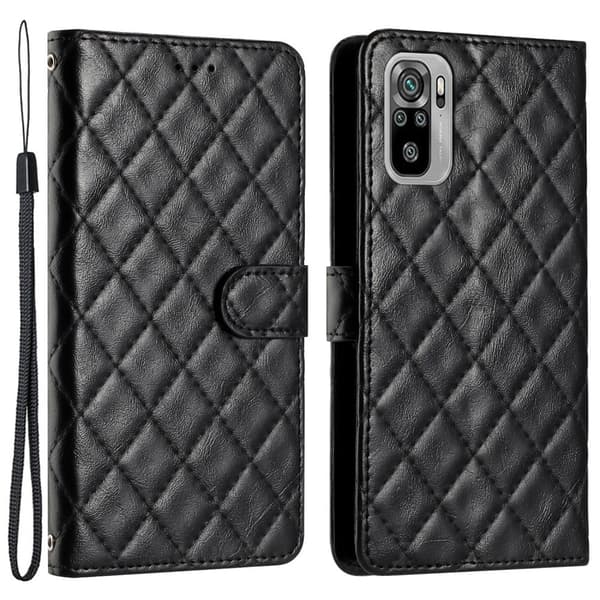 Funktionelt Xiaomi Redmi Note 10S / Xiaomi Redmi Note 10 rombe etui med pung Black