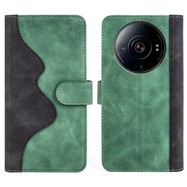 Tvåfärgat Xiaomi 12S Ultra fodral i läder - Grön Grön