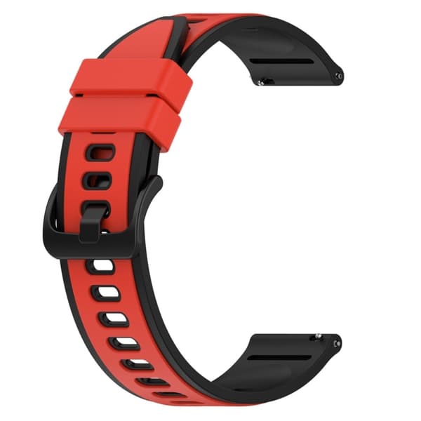 22mm Universal dual color silikone urrem - Rød / Sort Red