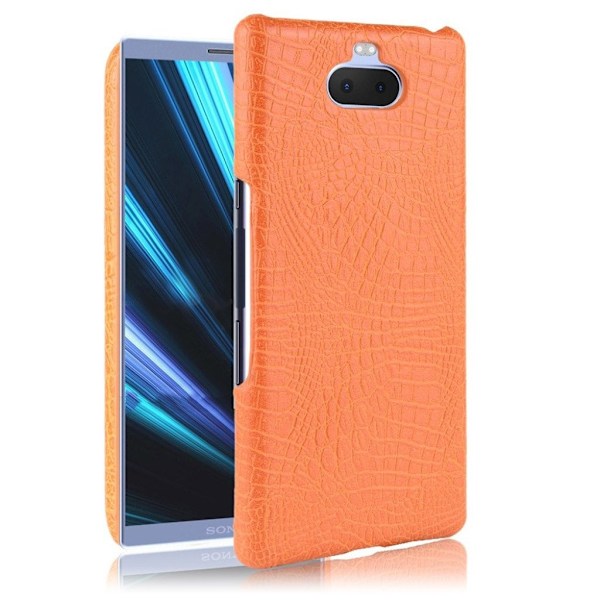 Sony Xperia 10 Plus krokotiilikuvioinen nahkakotelo - Oranssi Orange
