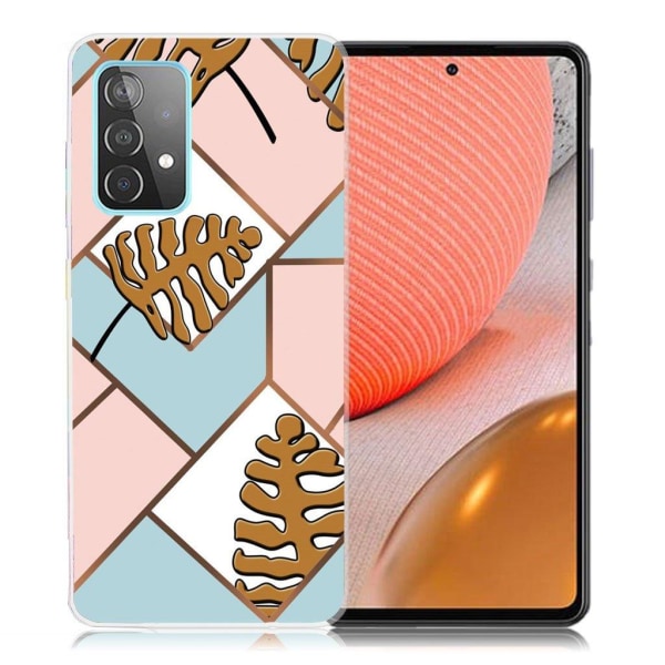 Marble Samsung Galaxy A72 5G Etui - Toon Leaves in Pink and Blue Multicolor