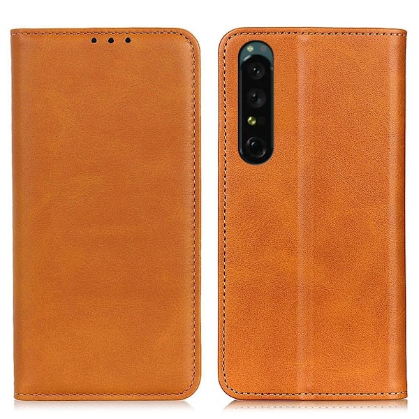 Äkta läder Sony Xperia 1 V fodral - Brun Brun