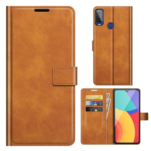 Hållbart konstläder Alcatel 1L (2021) fodral med plånbok - Orang Orange
